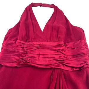 NEW Maggie London RUBY Red 100% Silk Halter Woman Dress Marilyn Monroe Retro Y2K